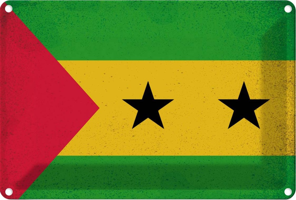 Blechschild 20x30 cm São Tomé und Príncipe Vintage Flagge Fahne Wappen