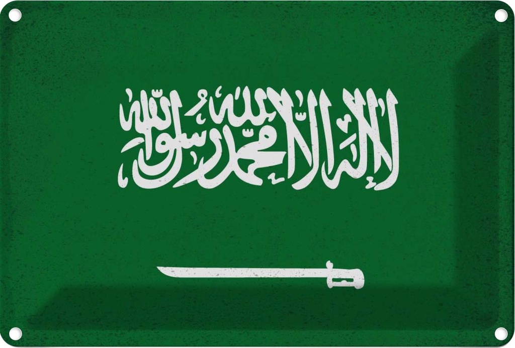 Blechschild 20x30 cm Saudi-Arabien Arabia Vintage Flagge Fahne Wappen