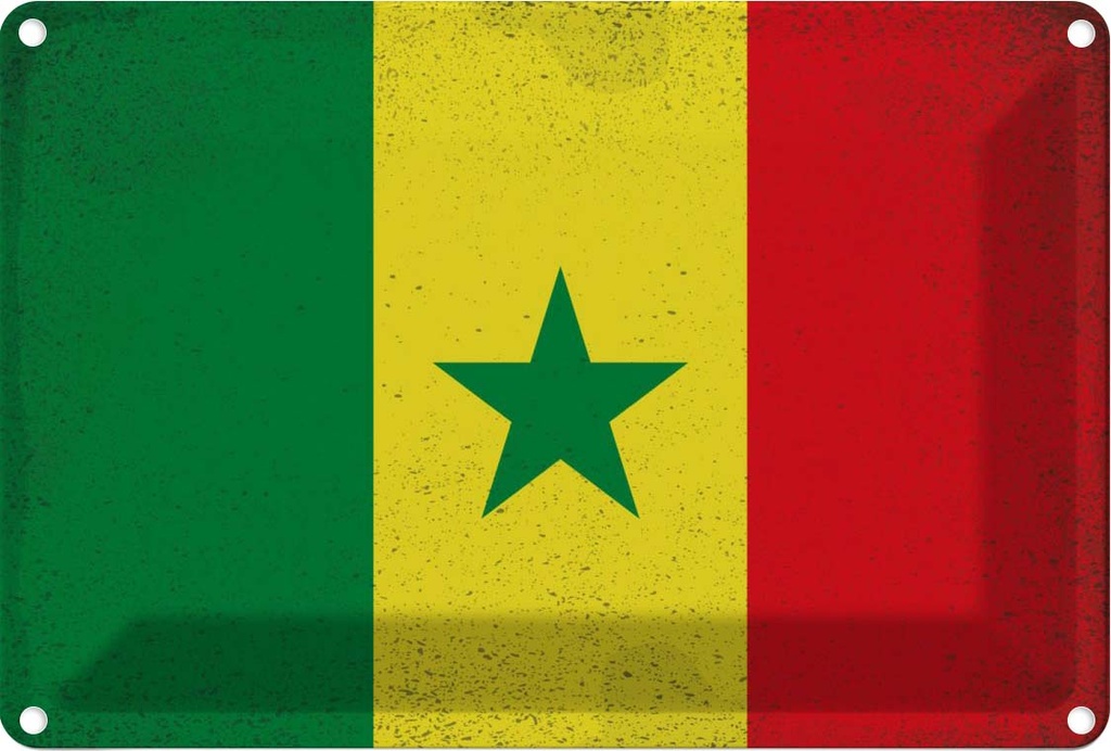 Blechschild 20x30 cm Senegal Vintage Flagge Abenteuer Reisen Fahne Wappen