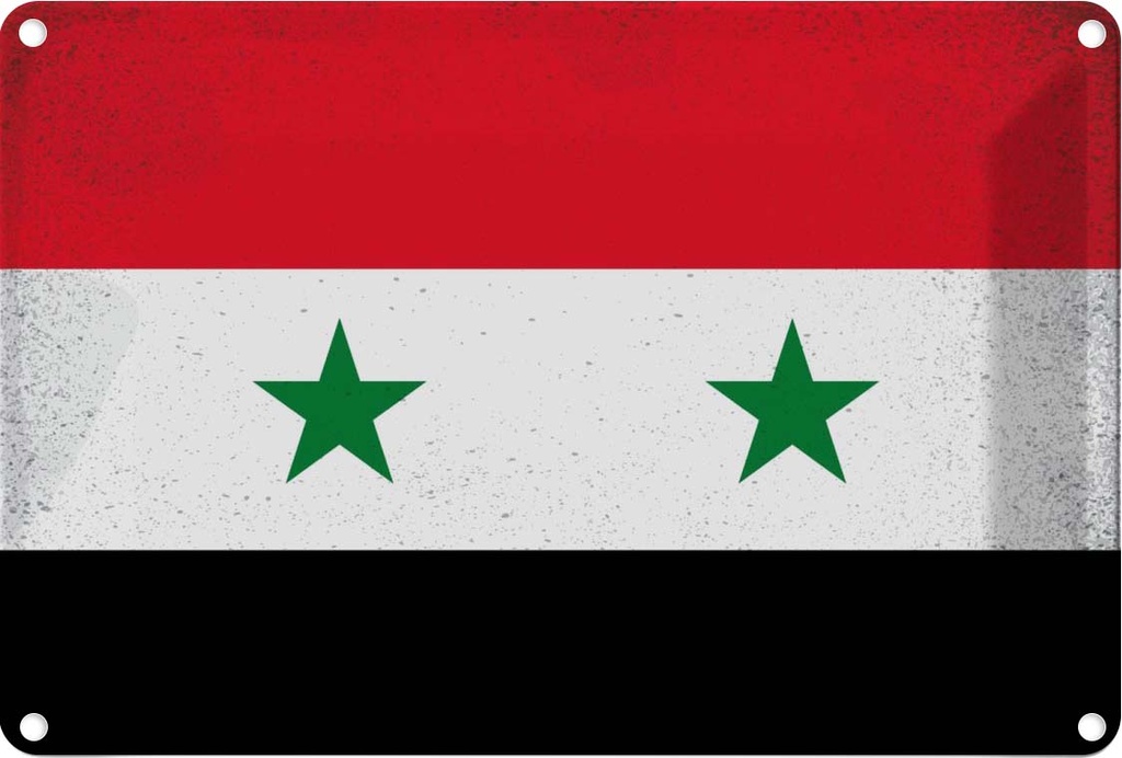 Blechschild 20x30 cm Syrien Syria Vintage Flagge Fahne Wappen