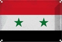 Blechschild 20x30 cm Syrien Syria Vintage Flagge Fahne Wappen