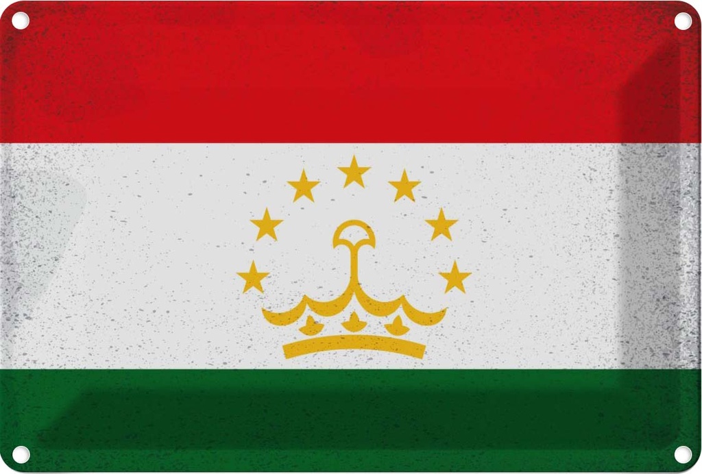 Blechschild 20x30 cm Tadschikistan Tajikistan Vintage Flagge Fahne Wappen