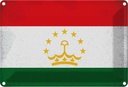 Blechschild 20x30 cm Tadschikistan Tajikistan Vintage Flagge Fahne Wappen