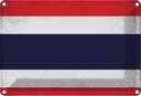 Blechschild 20x30 cm Thailand Vintage Flagge Fahne Wappen