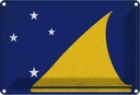 Blechschild 20x30 cm Tokelau Vintage Flagge Fahne Wappen