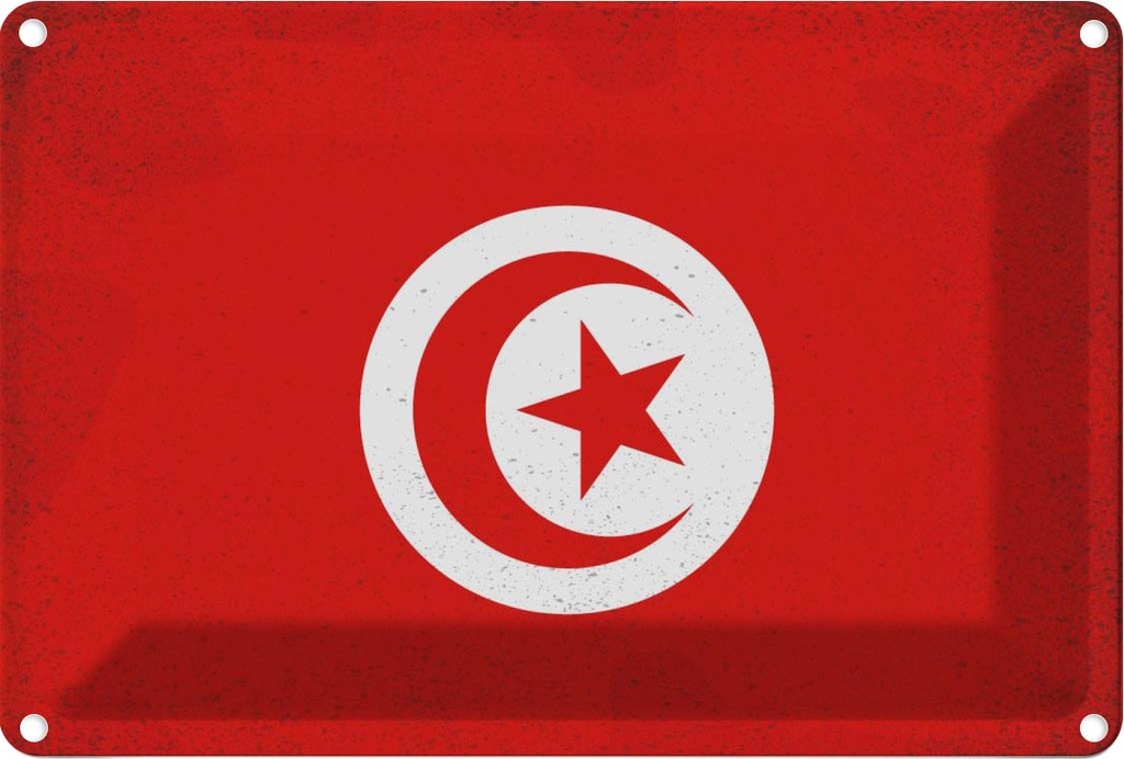 Blechschild 20x30 cm Tunesien Tunisia Vintage Flagge Fahne Wappen