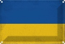 Blechschild 20x30 cm Ukraine Vintage Flagge Fahne Wappen