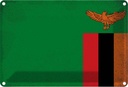 Blechschild 20x30 cm Sambia Zambia Vintage Flagge Fahne Wappen