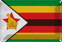 Blechschild 20x30 cm Simbabwe Zimbabwe Vintage Flagge Fahne Wappen