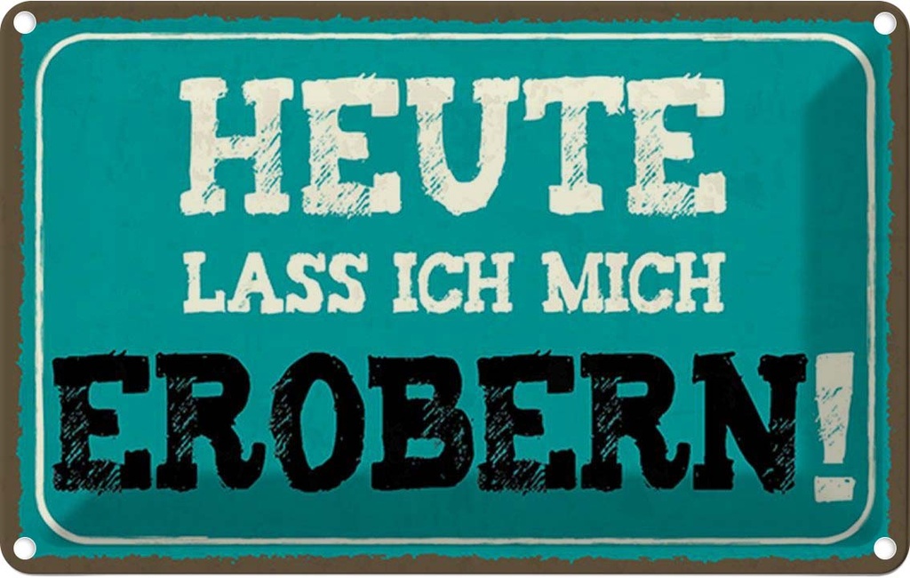 Blechschild 12x18 cm heute lass ich mich erobern Dekoration Spruch Zitat