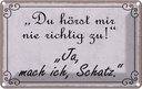 Blechschild 12x18 cm du hörst mir nicht richtig zu Dekoration Spruch Zitat