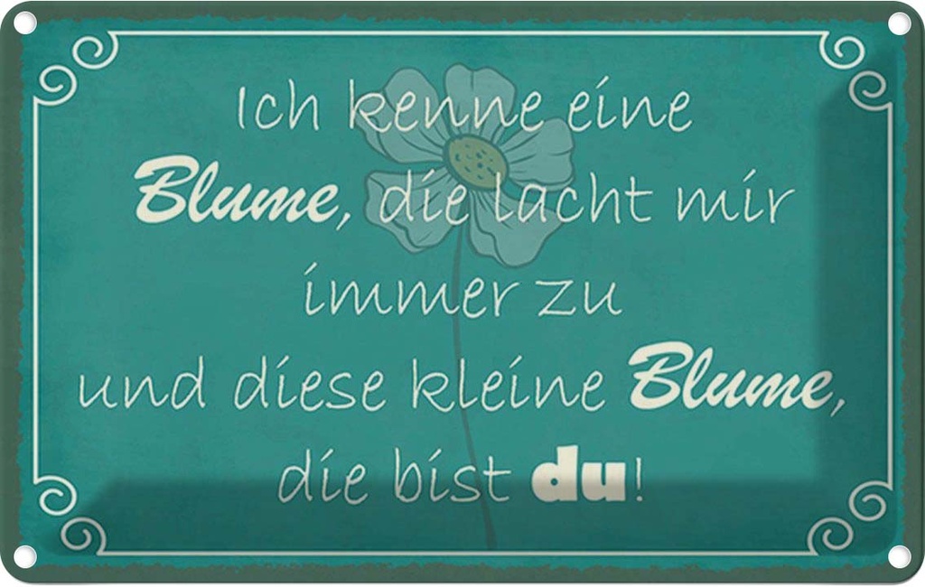 Blechschild 12x18 cm ich kenne eine Blume die bist du Spruch Zitat