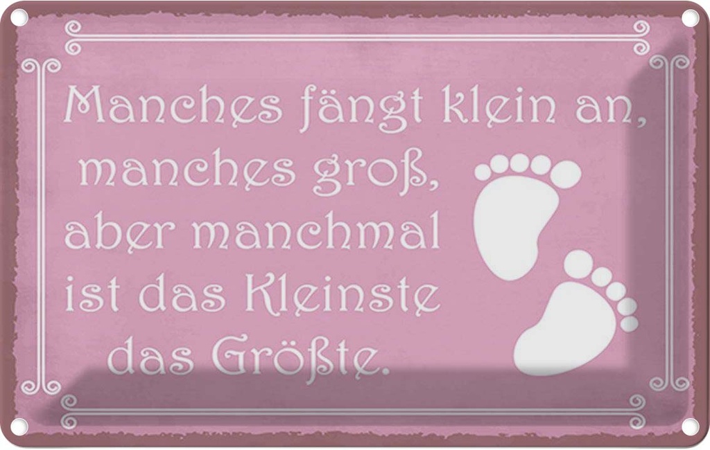 Blechschild 12x18 cm manches fängt klein an Dekoration Spruch Zitat