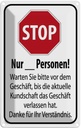 Blechschild 18x12 cm Stop warten Sie vom Geschäft Warnschild Hinweisschild Sicherheit Vorsicht