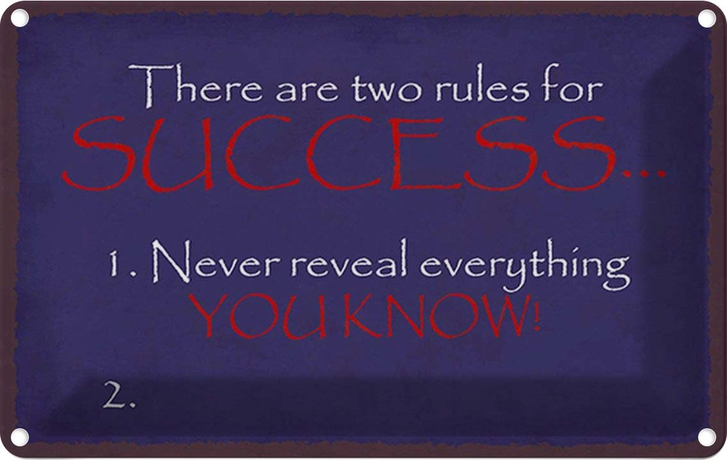Blechschild 12x18 cm two rules for Success never Dekoration