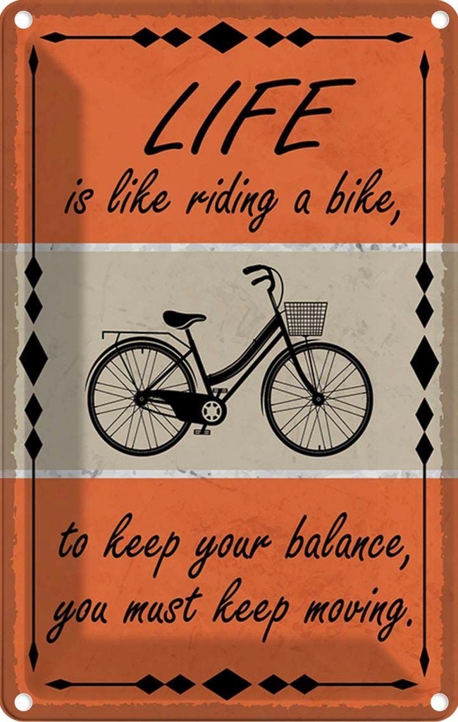 Blechschild 18x12 cm Life is like riding a bike Spruch Zitat