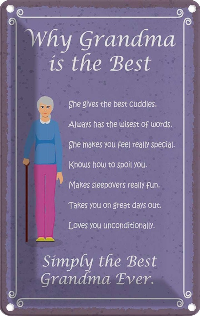 Blechschild 18x12 cm why Grandma is the best Oma Opa