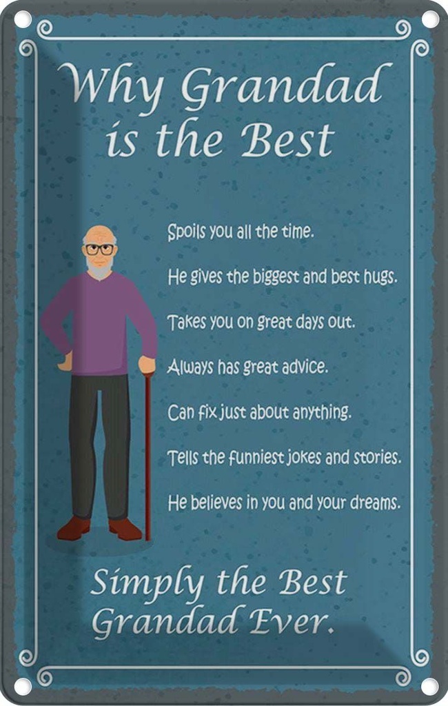 Blechschild 18x12 cm why Grandad is the best Opa Oma