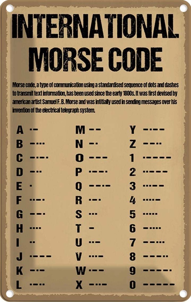 Blechschild 18x12 cm international Morse code Dekoration