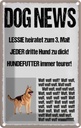 Blechschild 18x12 cm Dog news Leesie heiratet zum 3 Tier Haustier Hund