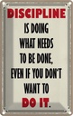 Blechschild 18x12 cm Discipline is doing what needs Dekoration
