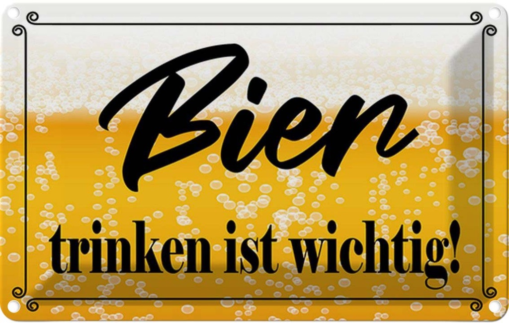 Blechschild 12x18 cm Bier trinken ist wichtig! Essen