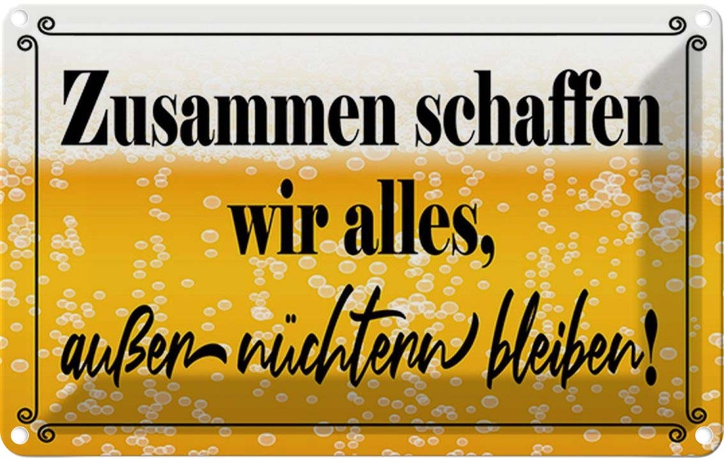 Blechschild 12x18 cm Zusammen schaffen wir alles Bier Spruch Zitat