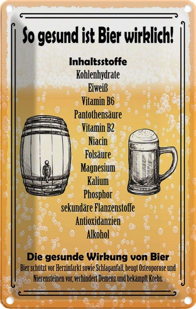 Blechschild 18x12 cm so gesund ist Bier wirklich Essen Trinken