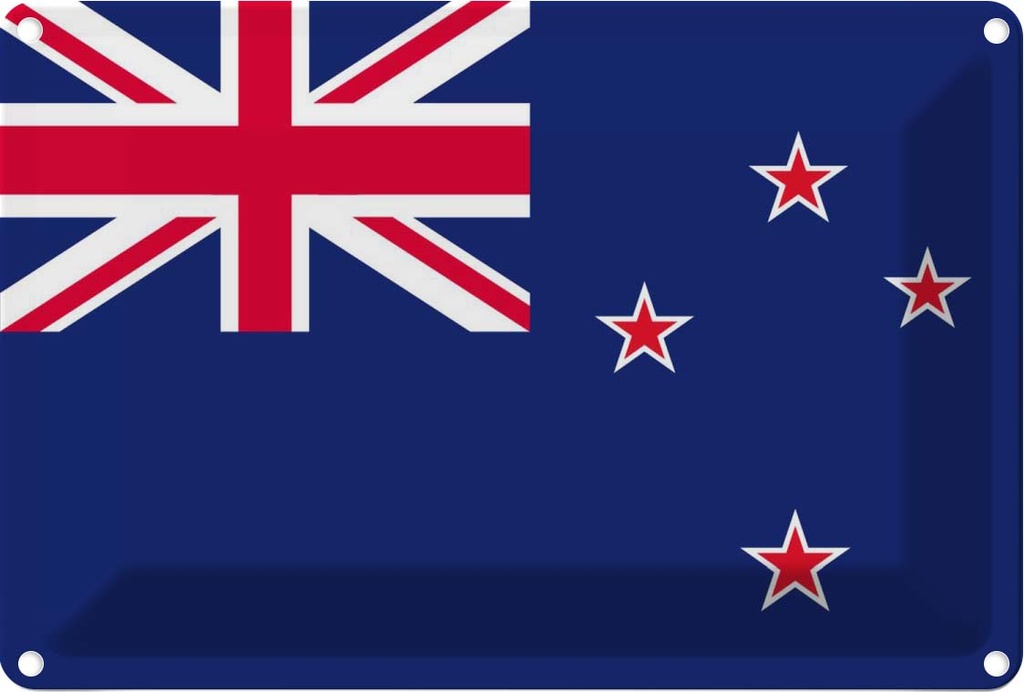 Blechschild 12x18 cm Neuseelands New Zealand Flagge Fahne Wappen