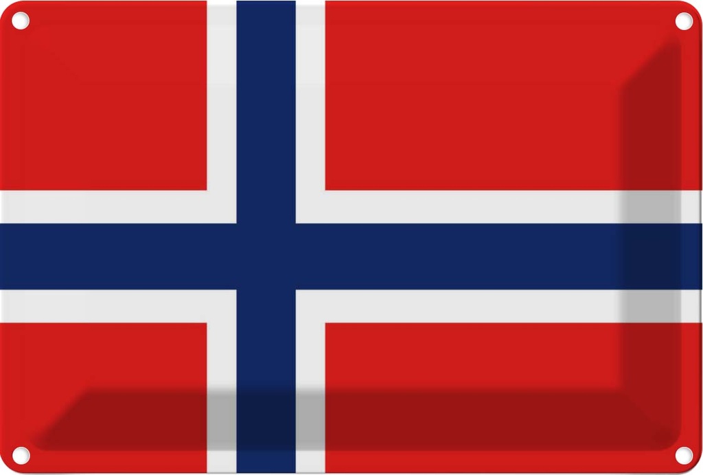 Blechschild 12x18 cm Norwegens Norway Flagge Fahne Wappen