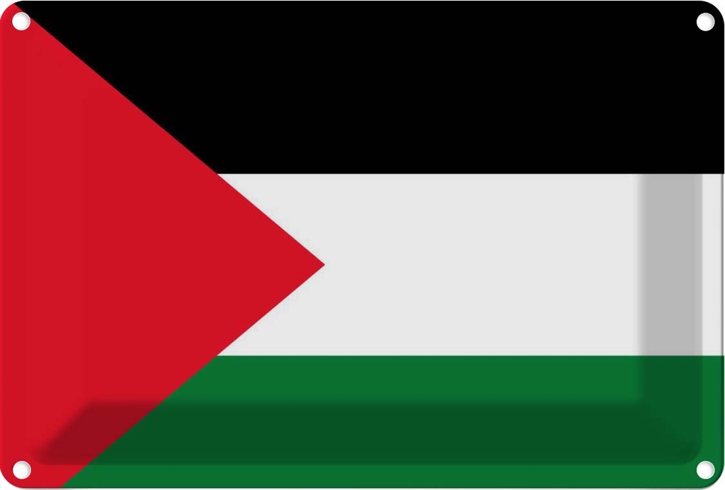 Blechschild 12x18 cm Palästinas Palestine Flagge Fahne Wappen