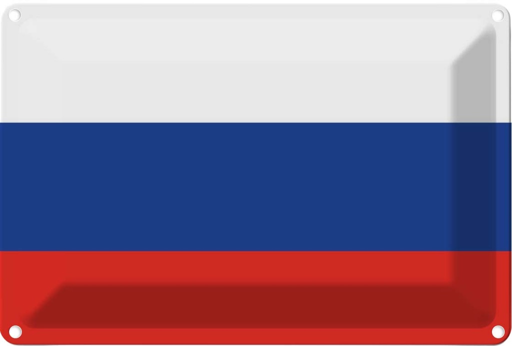 Blechschild 12x18 cm Russlands Russia Flagge Fahne Wappen