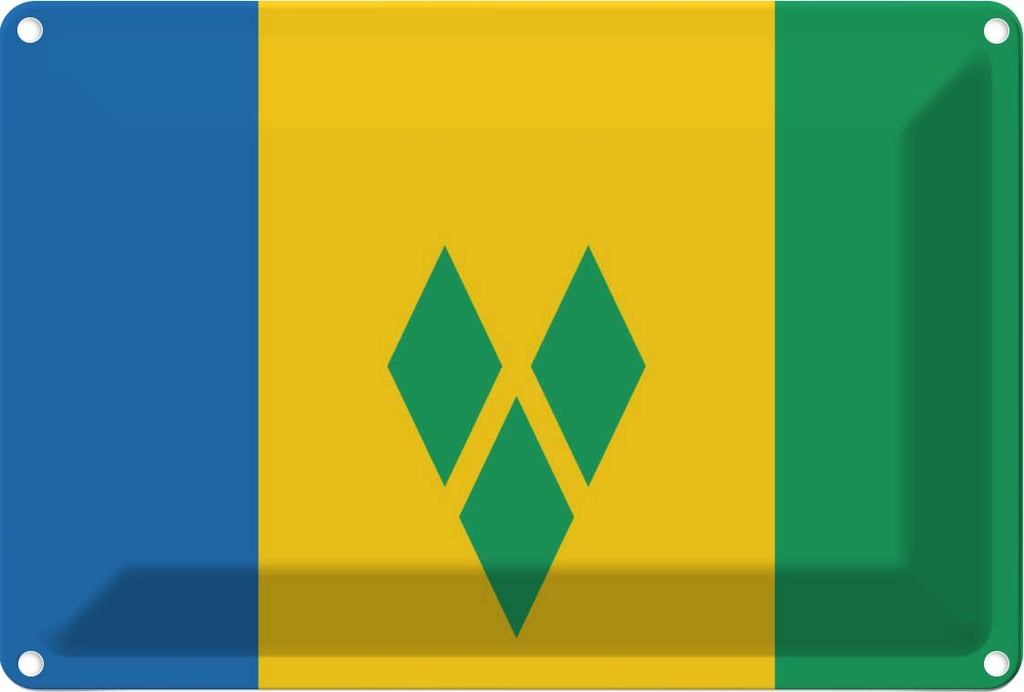 Blechschild 12x18 cm Saint Vincent und Grenadinen Flagge Fahne Wappen