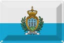 Blechschild 12x18 cm San Marinos Marino Flagge Fahne Wappen