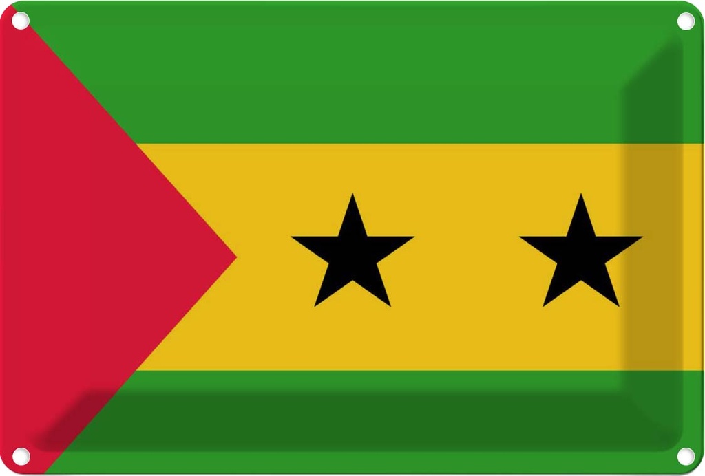 Blechschild 12x18 cm São Tomé und Príncipe Flagge Fahne Wappen