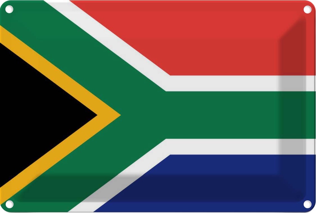 Blechschild 12x18 cm Südafrikas South Africa Flagge Fahne Wappen