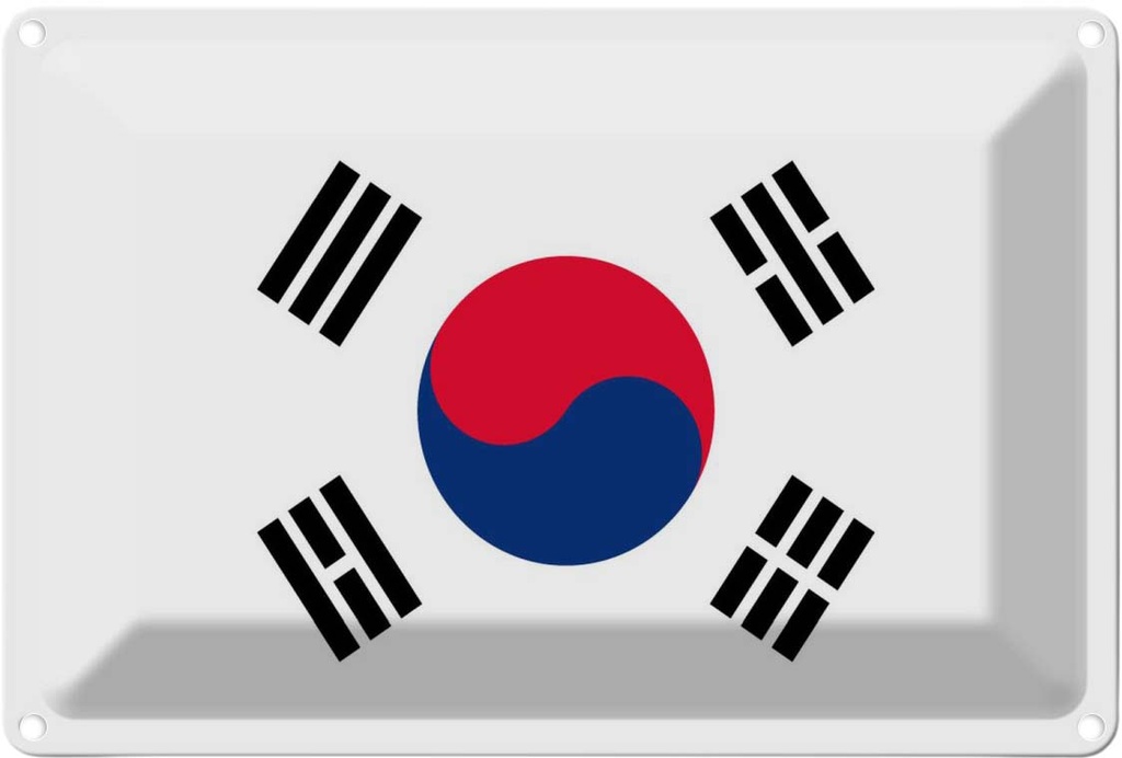 Blechschild 12x18 cm Südkoreas South Korea Flagge Fahne Wappen
