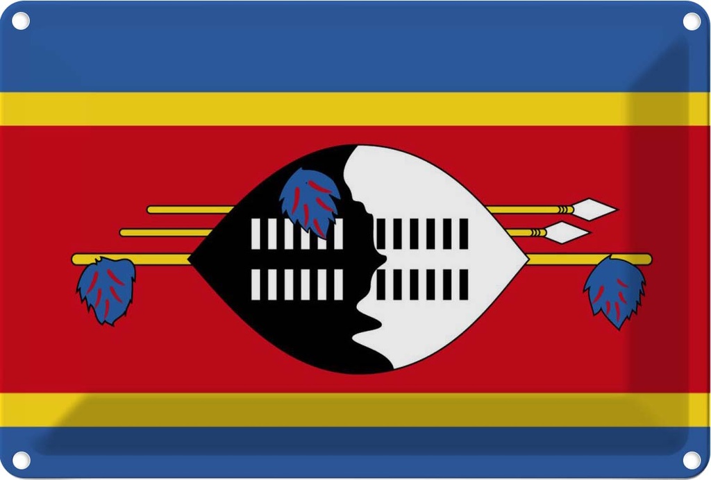 Blechschild 12x18 cm Swasilands Eswatini Flagge Fahne Wappen