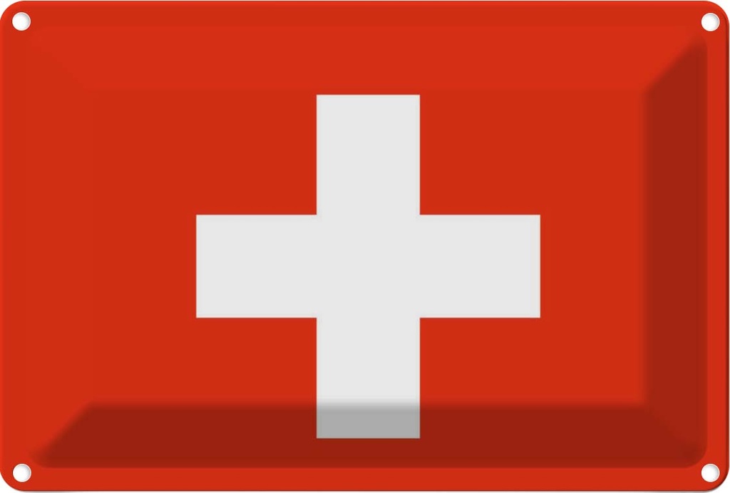 Blechschild 12x18 cm Schweiz Switzerland Flagge Fahne Wappen