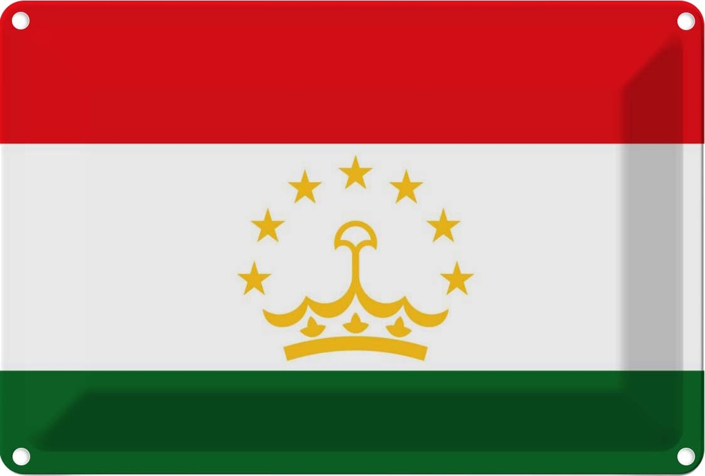 Blechschild 12x18 cm Tadschikistan Tajikistan Flagge Fahne Wappen