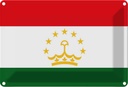 Blechschild 12x18 cm Tadschikistan Tajikistan Flagge Fahne Wappen