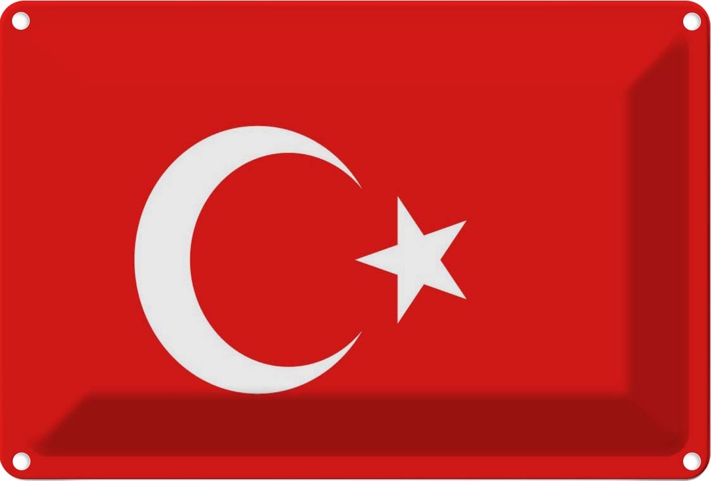 Blechschild 12x18 cm Türkei Turkey Flagge Fahne Wappen