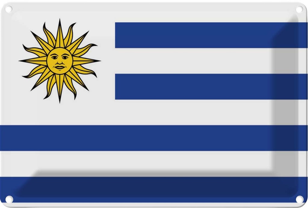 Blechschild 12x18 cm Uruguays Uruguay Flagge Fahne Wappen