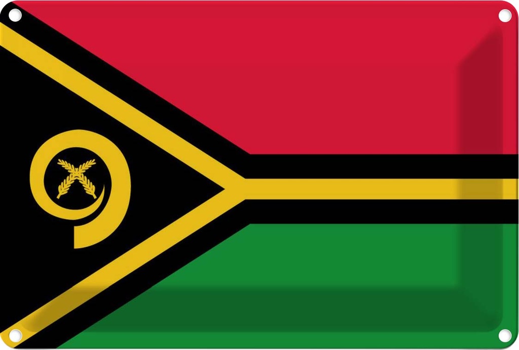 Blechschild 12x18 cm Vanuatus Vanuatu Flagge Fahne Wappen