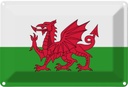 Blechschild 12x18 cm Wales Flagge Geburtstag Feiern Party Fahne Wappen