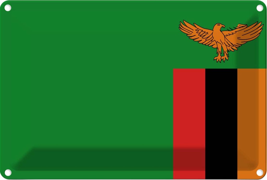 Blechschild 12x18 cm Sambias Zambia Flagge Fahne Wappen