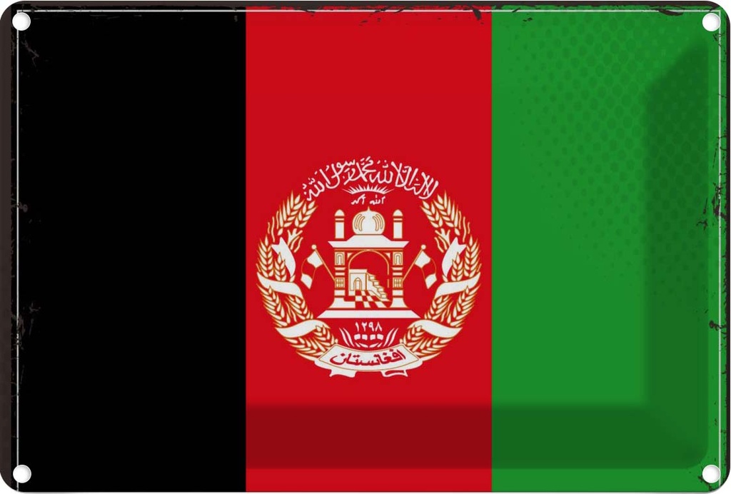 Blechschild 12x18 cm Afghanistans Afghanistan Flagge Fahne Wappen