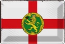 Blechschild 12x18 cm Alderney Flagge Fahne Wappen