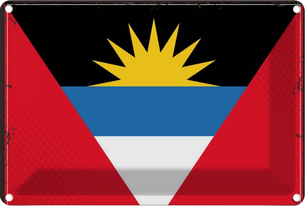 Blechschild 12x18 cm Antigua und Barbuda Flagge Fahne Wappen
