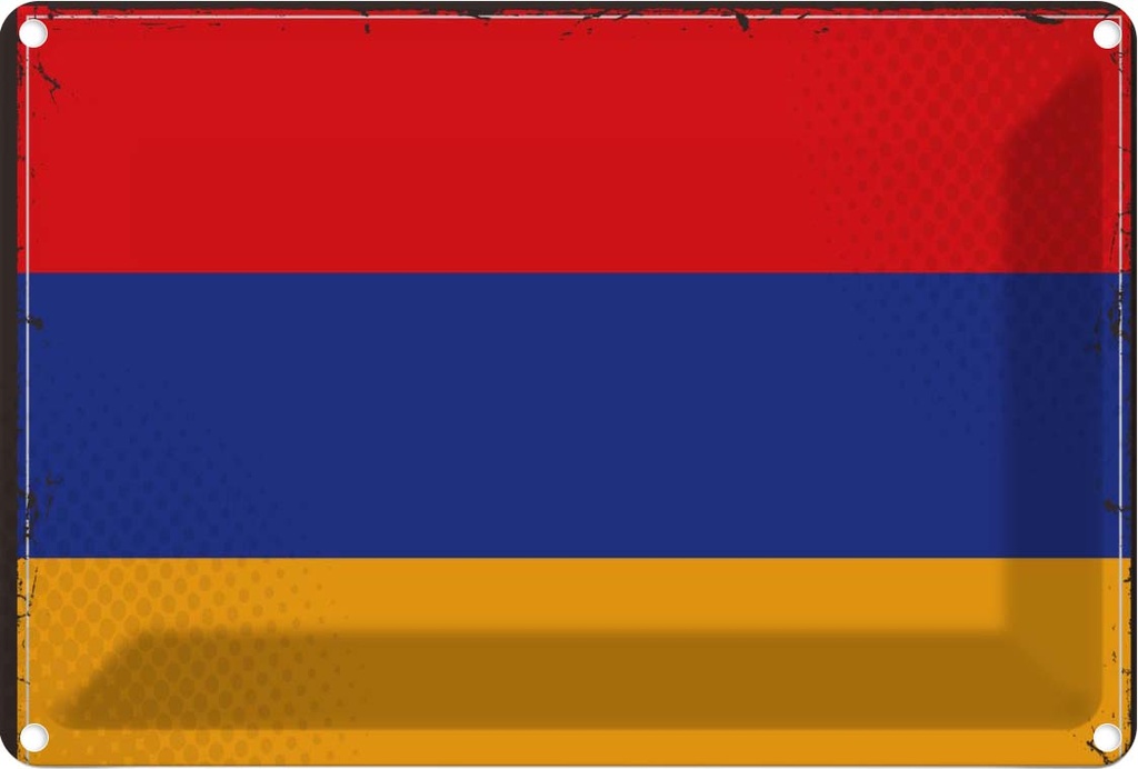 Blechschild 12x18 cm Armenien Armenia Flagge Fahne Wappen